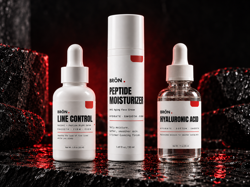 Three full-size BRÖN skincare products in the Smooth Skin Set