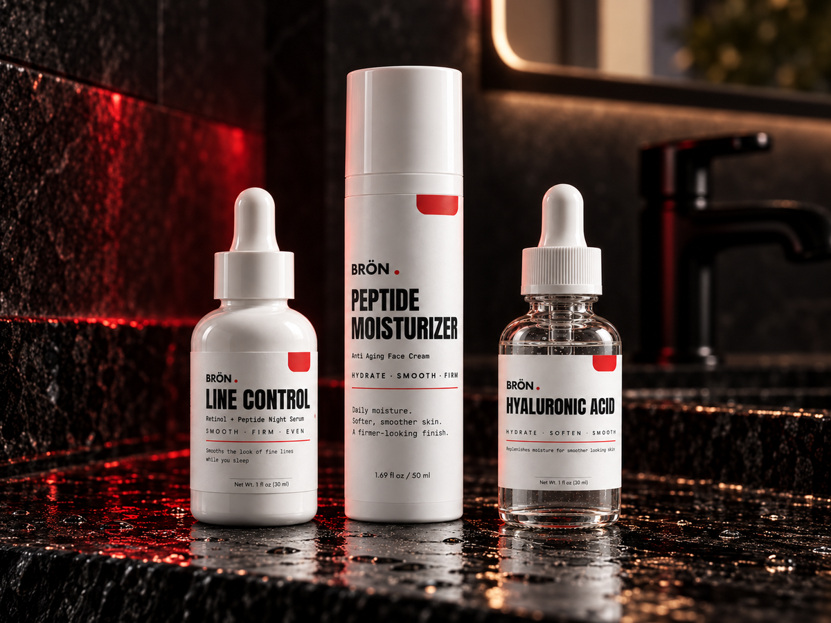 BRÖN Smooth Skin Set on a dark stone bathroom counter